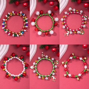 Christmas <b>Beaded</b> <b>Bracelet</b> With Bells Pearls Stars For Women Festive Jewelry Fall 2024 - Product Image 2
