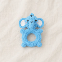 KaiyueCrochet Hochet pour bébé Amigurumi, Anneau de dentition animal, Jouet sensoriel pour nouveau-né, Anneau de dentition tricoté à la main pour nourrisson, Cadeau personnalisé pour la naissance