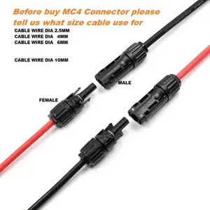 Manufacturer MC 4 Solar Cable Wire 2.5 4 6MM2 Connector DC Power PV Solar Panel Cable Connector