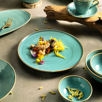 Service de table en céramique bleu pour hôtel et resort INS 2023, vaisselle et assiettes pour restaurant mexicain, service de table pour dîner