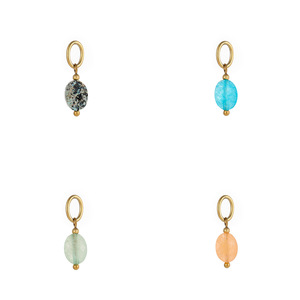 Charme ovale facetté |   Pendentif tendance en acier inoxydable plaqué or PVD 18 carats pour la fabrication de bijoux DIY pour enfants, vente en gros - Product Image 4