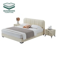 Meubles de chambre à coucher sur mesure, lit king size en bois massif, lit rembourré en cuir, lit moderne de luxe, lit double en bois pour maison, villa