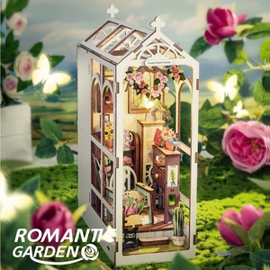 IIECREATE 9.5 "3D bricolage Puzzles en bois SL-28 bricolage Miniature maison <span class=keywords><strong>Kit</strong></span> livre coin pour l'âge 14 + enfants serre-livres - Product Image 5