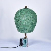 Lampe de table en mosaïque d'agate écologique avec base en marbre blanc naturel, abat-jour LED multicolore, décoration de maison de luxe style ferme
