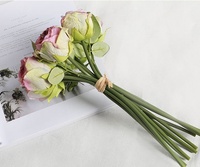 Bouquet de mariée moderne en soie artificielle de haute qualité à 10 têtes, fait main, roses blanches et roses, décoration de mariage, Pâques, Noël, réutilisable