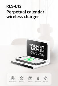 <span class=keywords><strong>Réveil</strong></span> numérique du fabricant Charge rapide 15W <span class=keywords><strong>Chargeur</strong></span> sans fil multifonctionnel Calendrier avec lumière ambiante LED - Product Image 2