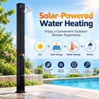 KANGRUN 40L Shower Kolom Tenaga Surya untuk Luar Ruangan PVC+ABS Shower Berdiri Pemanas Surya untuk Kolam Renang, Taman, Pantai, Berkemah Grosir
