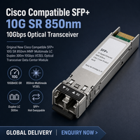 SFP+ 10G SR 850nm MMF Multimodo LC Dúplex 300m Compatible con Cisco, Agregación Empresarial, 1 Año de Garantía, VCSEL Óptico
