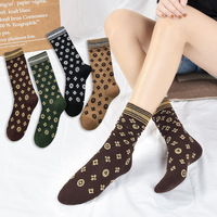 Nouveautés Automne – Chaussettes Souples en Coton et Spandex, Style Rétro Tendance Européen et Américain, avec Fil Argenté, Tricotées, Absorbant la Transpiration