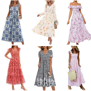 Vestidos de Verano para Mujer, Algodón/Poliéster, Moda Casual, Alta Calidad, Venta al Por Mayor, Lotes Mixtos de Proveedor, Nuevo - Product Image 1