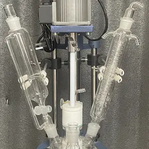 Lab Use Chemical Jacketed Glass Reactor Double Glass Bio Reactor Glass Bioreactor