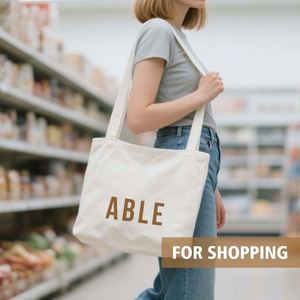 Bolsa de Compras de Lona con Impresión Personalizada, Botón de Presión Metálico, Asa Larga para el Hombro, Bolsillo Integrado, Refuerzo Cruzado - Product Image 6