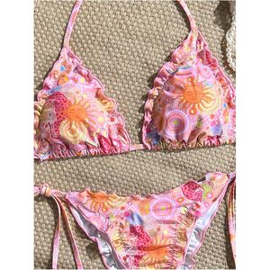 FOXA Ensemble bikini 2 pièces pour femme, maillot de bain bohème à volants, imprimé numérique extensible - Product Image 5