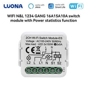 <span class=keywords><strong>Module</strong></span> d'interrupteur Zigbee/<span class=keywords><strong>WIFI</strong></span> N&L 1234 GANG 16A15A10A avec mémoire de l'état de coupure de courant, Tuya Smart Life, installation facile en retrofit - Product Image 1