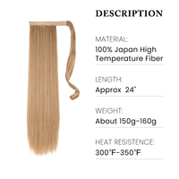 SARLA Extensions de cheveux synthétiques longues et droites de 32 pouces, à clipser, postiche queue de cheval pour femmes blanches