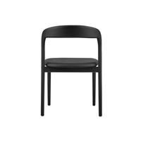 Chaise de salle à manger noire moderne à dossier incurvé, structure en bois massif, coussin en cuir PU remplaçable, empilable, durable, mobilier de maison