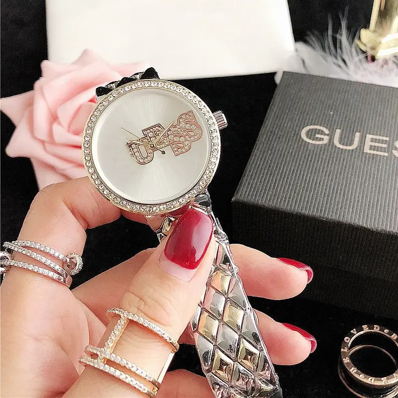amazon ladies watches reloj dama silver chain top grade branded watch Crystal dial Design custom logo diamond watch moissanite
