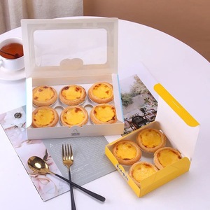 Egg Tart Packaging Box 2 4 Piece Rectangle Aluminum Foil Lined Food <b>Container</b> <b>Takeaway</b> Box Fold Free Design - Product Image 2