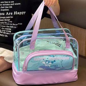 Bolsa de natación de PVC con separación de ropa seca y húmeda, bolsa de playa con dibujos animados para niños, neceser transparente, bolso de gran capacidad para mujer - Product Image 2
