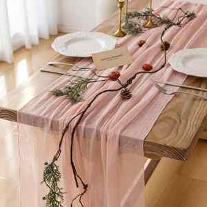 Camino de Mesa Decorativo para Bodas, Fiestas y Comedores, de Poliéster Arrugado, Suave, Duradero, Minimalista, Moderno, Bohemio y Rústico, en Varios Tamaños - Product Image 5