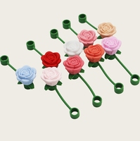 Nouveaux styles, couvre-pailles 3D de 10 mm, accessoires de bricolage, décoration de pailles en forme de rose rouge pour la Saint-Valentin, cadeaux, fête