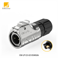 Connecteur de panneau à trou unique E-Weichat LP12 PBT 2/3 broches à vis de verrouillage, alimentation M12, étanche IP68, contacts en alliage de cuivre 125V, câblage