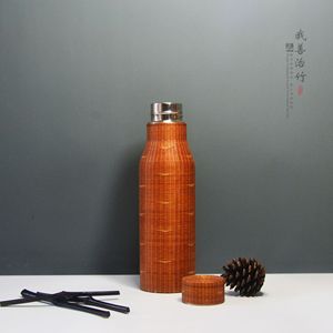Handmade Bamboo Woven Water Bottle Reusable Thermos Flask For Hot Water Storage - Product Image 3