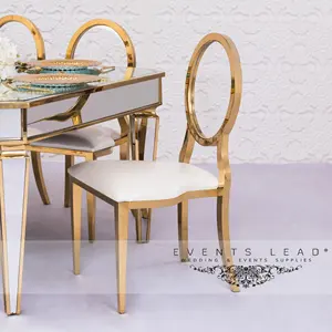 出售高品质简约优雅金色不锈钢ILIOS婚礼亚克力椅子