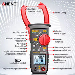 เครื่องวัดแอมป์มิเตอร์ ANENG PN200 เครื่องทดสอบแรงดันไฟฟ้าในรถยนต์ เครื่องทดสอบความจุไฟฟ้า NCV เครื่องทดสอบโอห์ม DC/AC 600A แคลมป์มิเตอร์ 4000 แอมป์ - Product Image 2