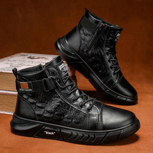 Bottes Chelsea noires en cuir synthétique à lacets pour <span class=keywords><strong>homme</strong></span>, nouvelle collection automne, couleur unie, vente en gros - Product Image 1
