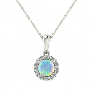 New Arrival 4mm Natural Fire Opal Gemstone <b>Pendant</b> 14K <b>Solid</b> <b>Gold</b> Nickel-Free Classic Diamond Halo Necklace Direct Factory Price - Product Image 1