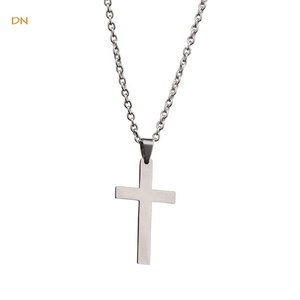 Dina Spedizione Rapida Nuovo Arrivo Collana da Uomo in Acciaio Inossidabile Placcato Argento con Croce di Gesù, Stile Hip-hop Semplice, Antiossidante - Product Image 5