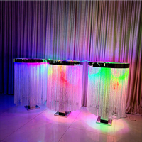 Support floral en acier inoxydable doré avec rideau de franges pour mariage, décoration de table, centres de table pour réceptions de mariage
