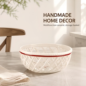 Cesto Portaoggetti <span class=keywords><strong>in</strong></span> <span class=keywords><strong>Ceramica</strong></span> Intrecciata, Cestini Artigianali per Pane e Frutta - Product Image 3