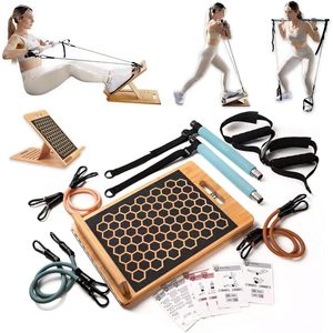 Planche inclinée en bois avec bandes de résistance et guide d'exercices pour l'entraînement physique à domicile et les exercices de rééducation - Product Image 1