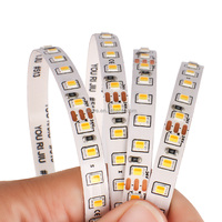 Bande LED CCT 2835 2-en-1 24V 8mm 120 LED/m, éclairage en bande LED à température de couleur 2700K-6500K, double lumière blanche
