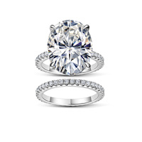 Ensemble de bagues empilables en moissanite ovale 13 carats, en argent sterling S925, avec bande pavée complète, combinaison double bague, bijoux élégants et remarquables
