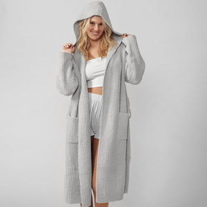 Custom Soft <strong>Thermal</strong> Microfiber V-neck Full-Length Bathrobe for <strong>Women</strong> Cozy Fluffy Homewear Lounge Gown with <strong>Long</strong> <strong>Sleeves</strong> - Product Image 1