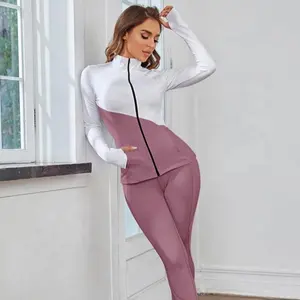 Roupa esportiva feminina para treino de ginástica, roupa de ginástica para corrida, 2 peças, roupa esportiva com capuz, roupa de corrida, roupa atlética