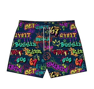 Shorts personnalisés avec motif graffiti urbain, deux poches, cordon de serrage <span class=keywords><strong>blanc</strong></span>, pour garçons, en tissu maillé fermé ou ouvert, boutique - Product Image 6