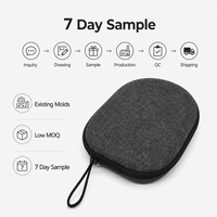 Étui personnalisé en feutre pour casque audio avec poche zippée en maille, sangle élastique et rangement portable pour accessoires de casque