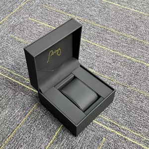 Boîte <span class=keywords><strong>à</strong></span> <span class=keywords><strong>montre</strong></span> <span class=keywords><strong>en</strong></span> <span class=keywords><strong>cuir</strong></span> noir haut de gamme avec logo estampé <span class=keywords><strong>à</strong></span> chaud exquis pour le rangement et le cadeau de montres - Product Image 5