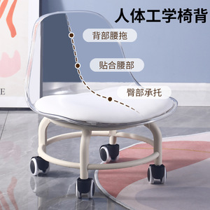 Transparent Kids Chair With Casters Jelly Color Sponge Seat Support Structure For Child - Product Image 3
