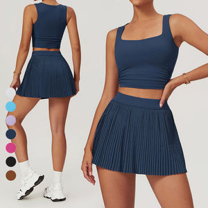 Conjuntos de falda de tenis de dos piezas para mujer Conjunto de minifalda de 2 piezas Salir Falda de golf Falda atlética Traje de Pickleball - Product Image 1