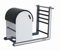 Escalera de Ejercicio Ajustable INIKO para Pilates y Yoga, Barrel Fitness para Gimnasio en Casa, Base de Acero Resistente, Plataforma Acolchada, Negro y Blanco