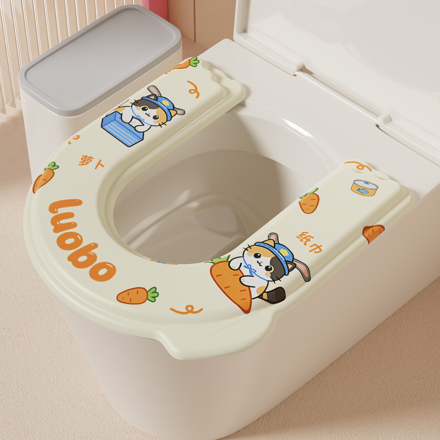 Funda de asiento de inodoro ondulada - caqui