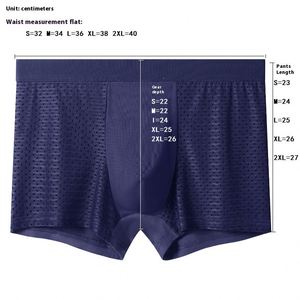 <b>Men's</b> Mid-Rise Short Leg Trunk Underwearmesh Shorts Silk Briefs Small Size Seamless ODM Supply with Custom Logo Waist - Product Image 4