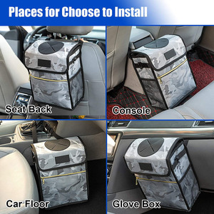<span class=keywords><strong>Poubelle</strong></span> de voiture pliable personnalisée de 2,7 gallons avec couvercle anti-fuite, poches de rangement, organisateur de <span class=keywords><strong>coffre</strong></span> pliable, noir camouflage - Product Image 5