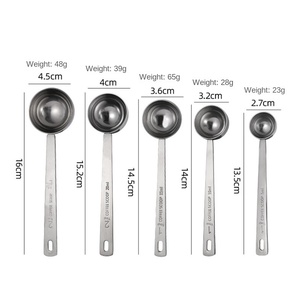 DFS0232 Long handle Stainless steel Measure <b>spoon</b> 5ml 10ml 15ml 20ml 30ml <b>measuring</b> scoop - Product Image 1