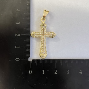 JML Venta al por Mayor, Nuevo y Moderno Accesorio de Moda, Amuleto Divino, Colgante de Cruz, Chapado en Oro de 14k, Latón con Circonita Brillante - Product Image 1